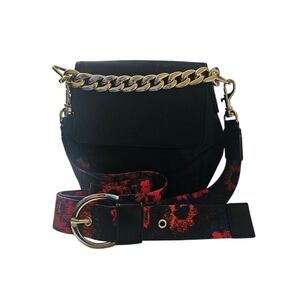 Rachel Comey x Target Black Crossbody Floral Strap Gold Tone Chain Handle